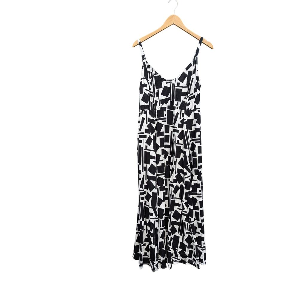 Black and white summer geometric pattern edgy goth Sleeveless Sun dress size L